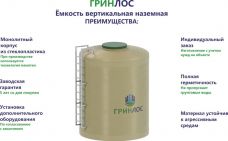 Гринлос Емкость стеклопластиковая 10-2000 вертикальная наземная